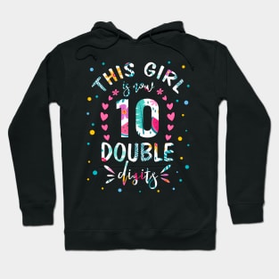 In My Double Digits Era Retro 10 Year Old 10th Birthday Girl Hoodie